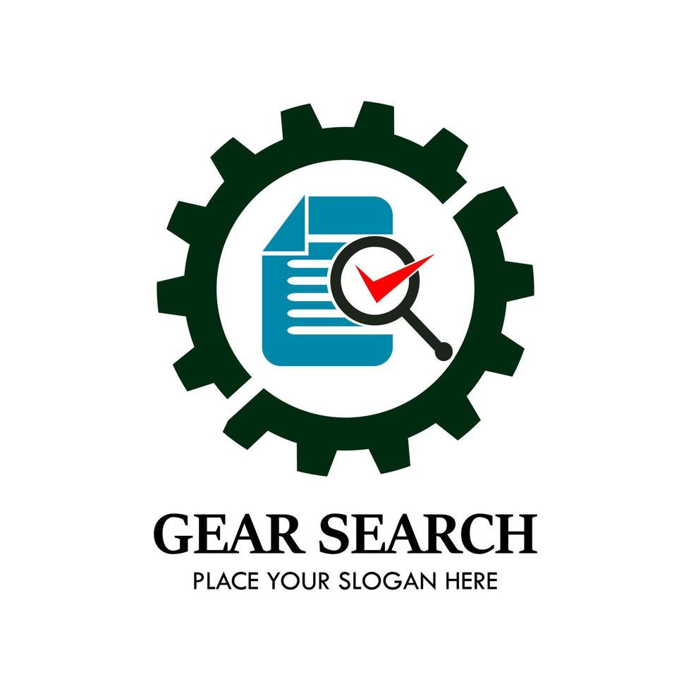 Gear search logo design. there are file, and gear. this is good for science, tecnology, education,  factory etc vector