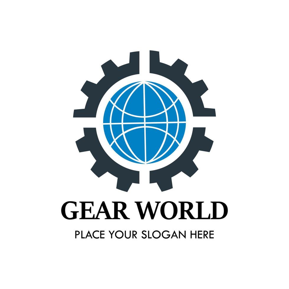 Gear world logo design template illsutration. There are gear and world.  This is dood for business, inddustrial, factory, media, country, engineer, education medical etc vector