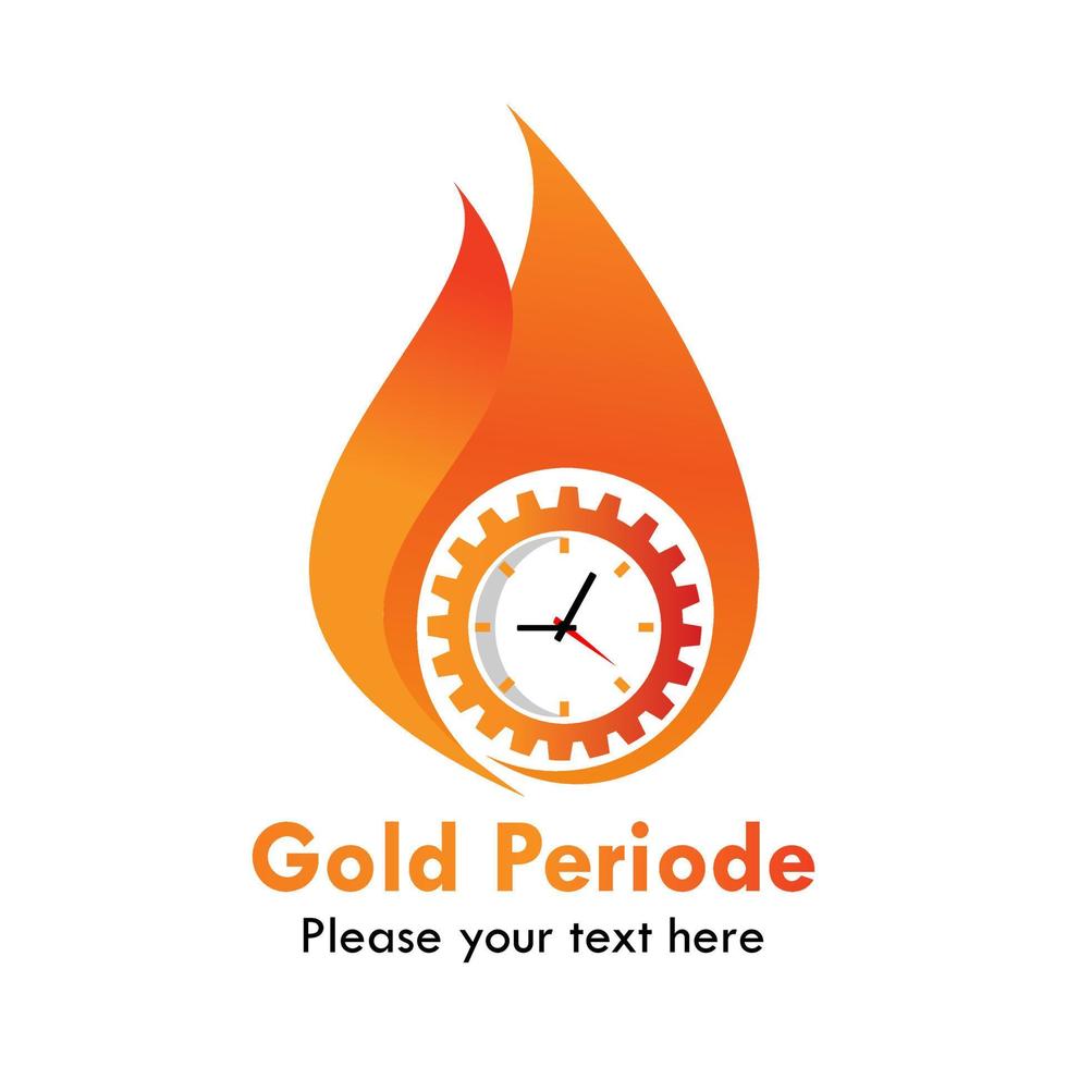 Gold periode logo design template illustration. there are time and fire. vector