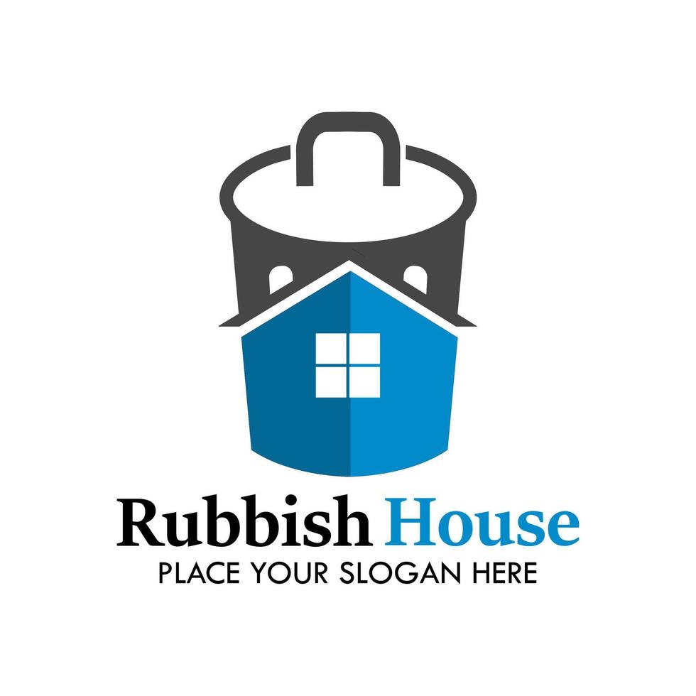 Rubbish house logo design template illustration. there are  trash can symbol house. this is good for nature, eco, education etc vector