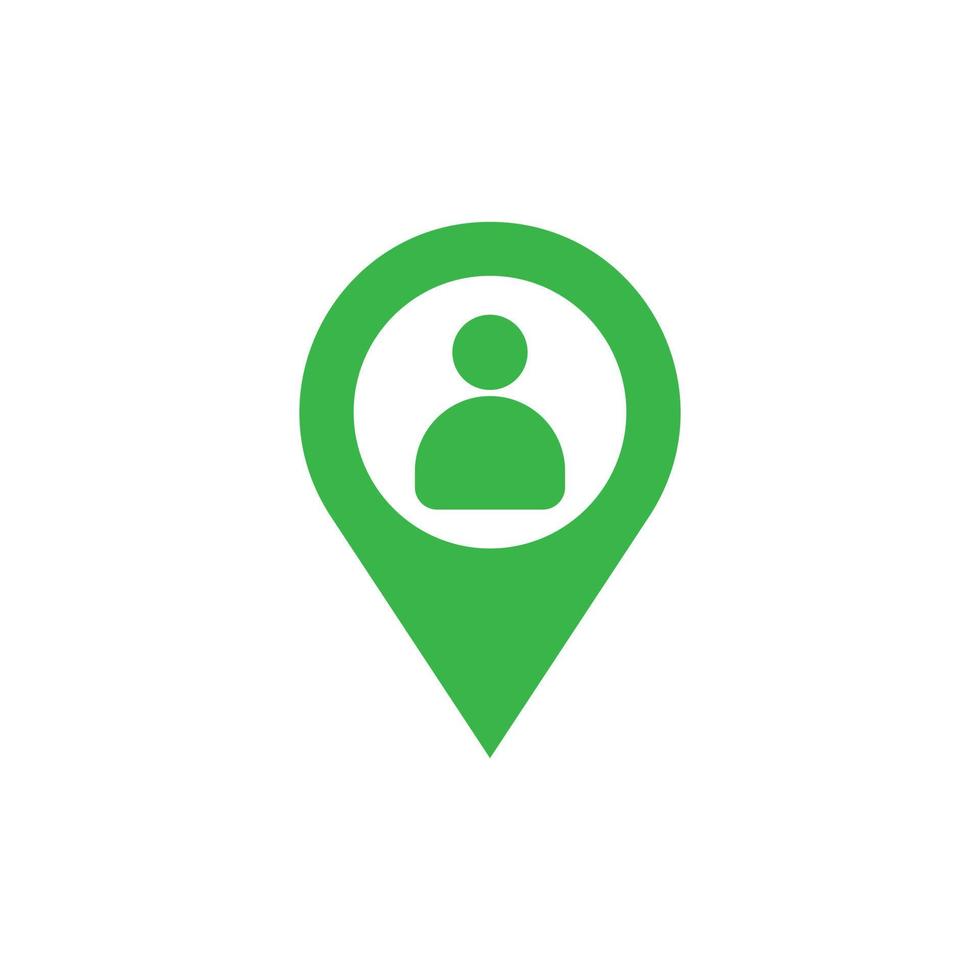 eps10 mapa vectorial verde o icono de puntero de pin de ubicación o logotipo aislado en fondo blanco. símbolo de marcador de personas de ubicación en un estilo moderno simple y moderno para el diseño de su sitio web y aplicación móvil vector