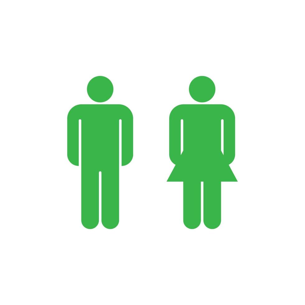 eps10 inodoro vectorial verde o icono sólido de hombre y mujer aislado en fondo blanco. símbolo de baño masculino y femenino en un estilo moderno y plano simple para el diseño de su sitio web, logotipo y aplicación móvil vector