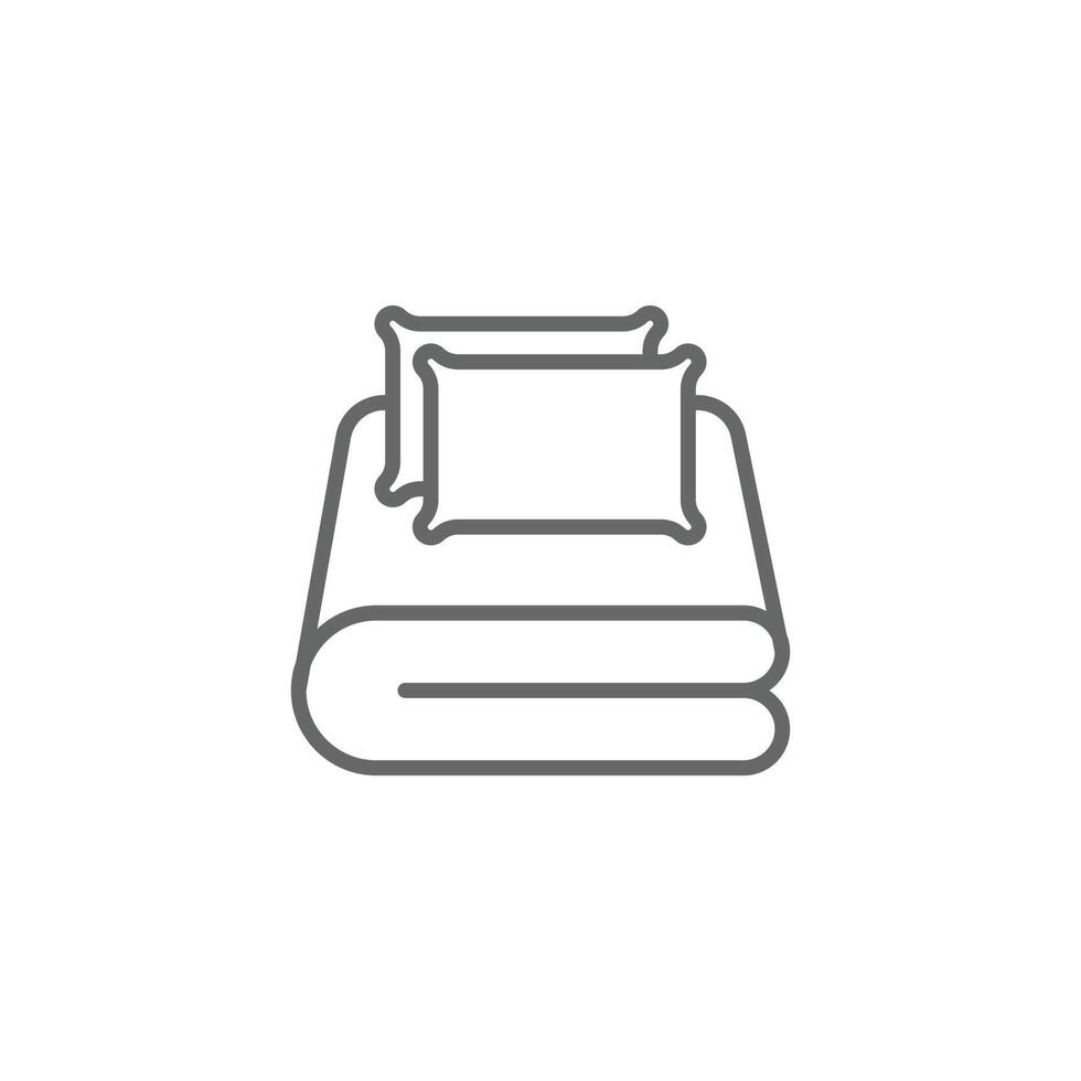 eps10 grey vector Bed linen set with pillows icon or logo isolated on