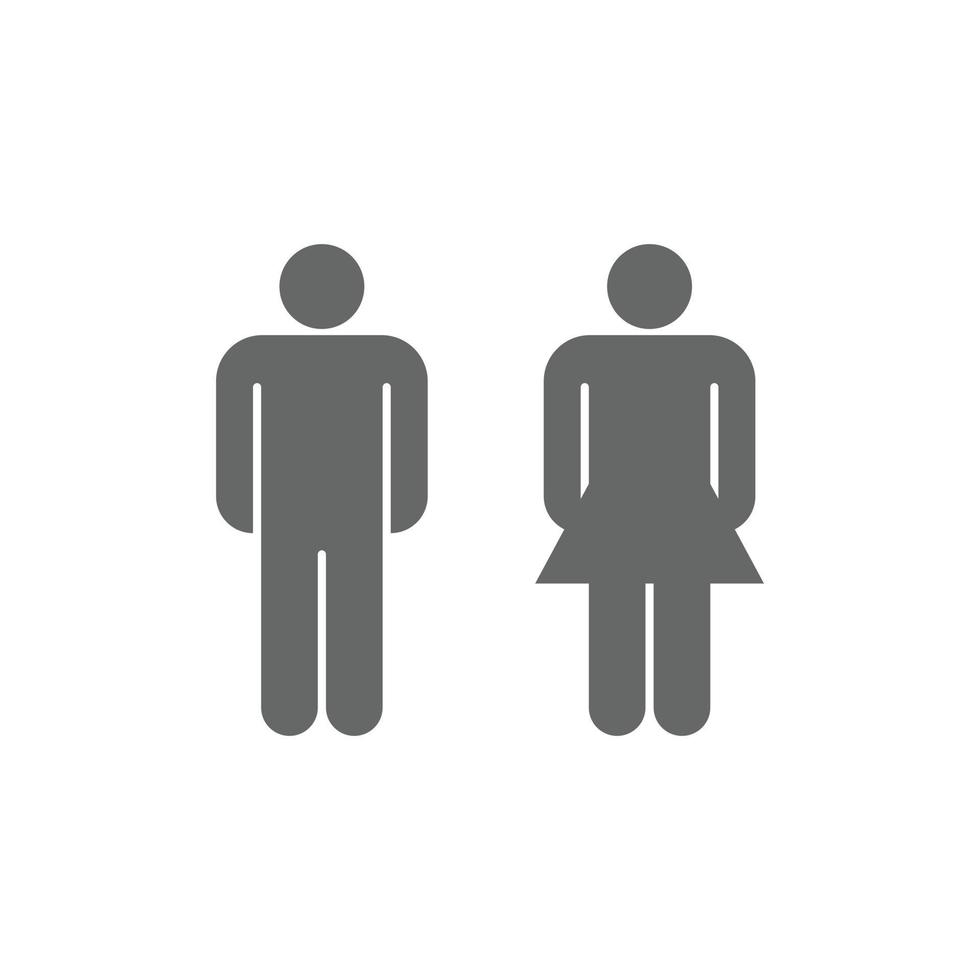 eps10 inodoro vectorial gris o icono sólido de hombre y mujer aislado en fondo blanco. símbolo de baño masculino y femenino en un estilo moderno y plano simple para el diseño de su sitio web, logotipo y aplicación móvil vector