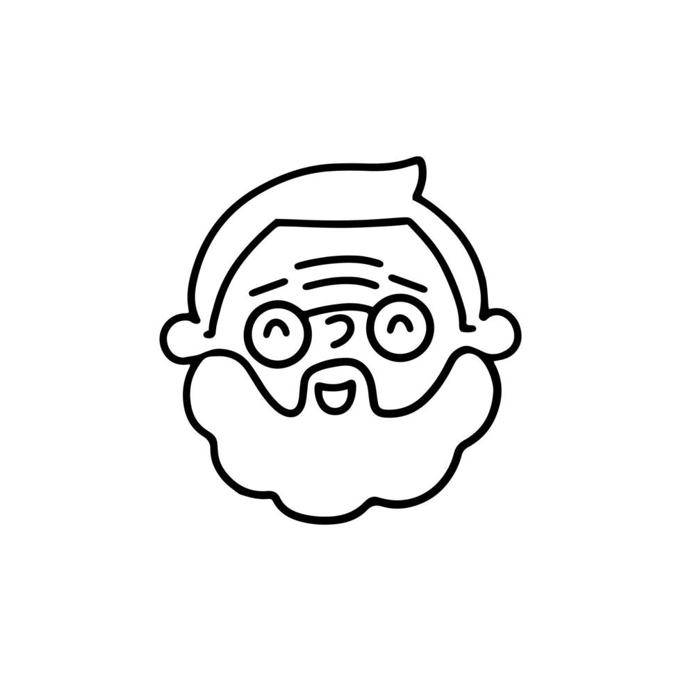 Portrait of an elderly laughing man. Vector illustration in doodle style