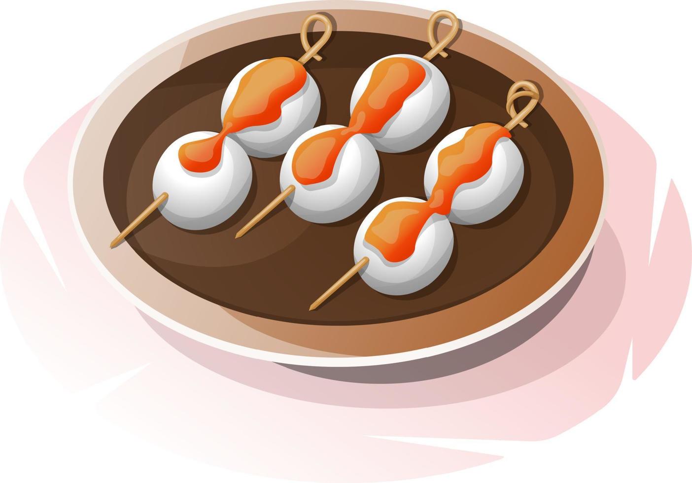 Japanese Cuisine Dessert - Dango vector
