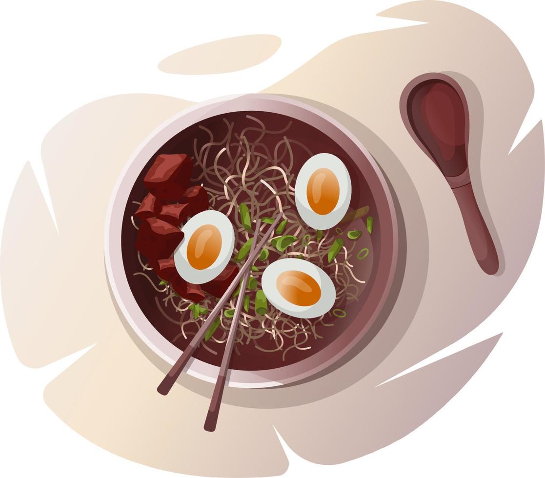 Japanese delicious ramen soup vector