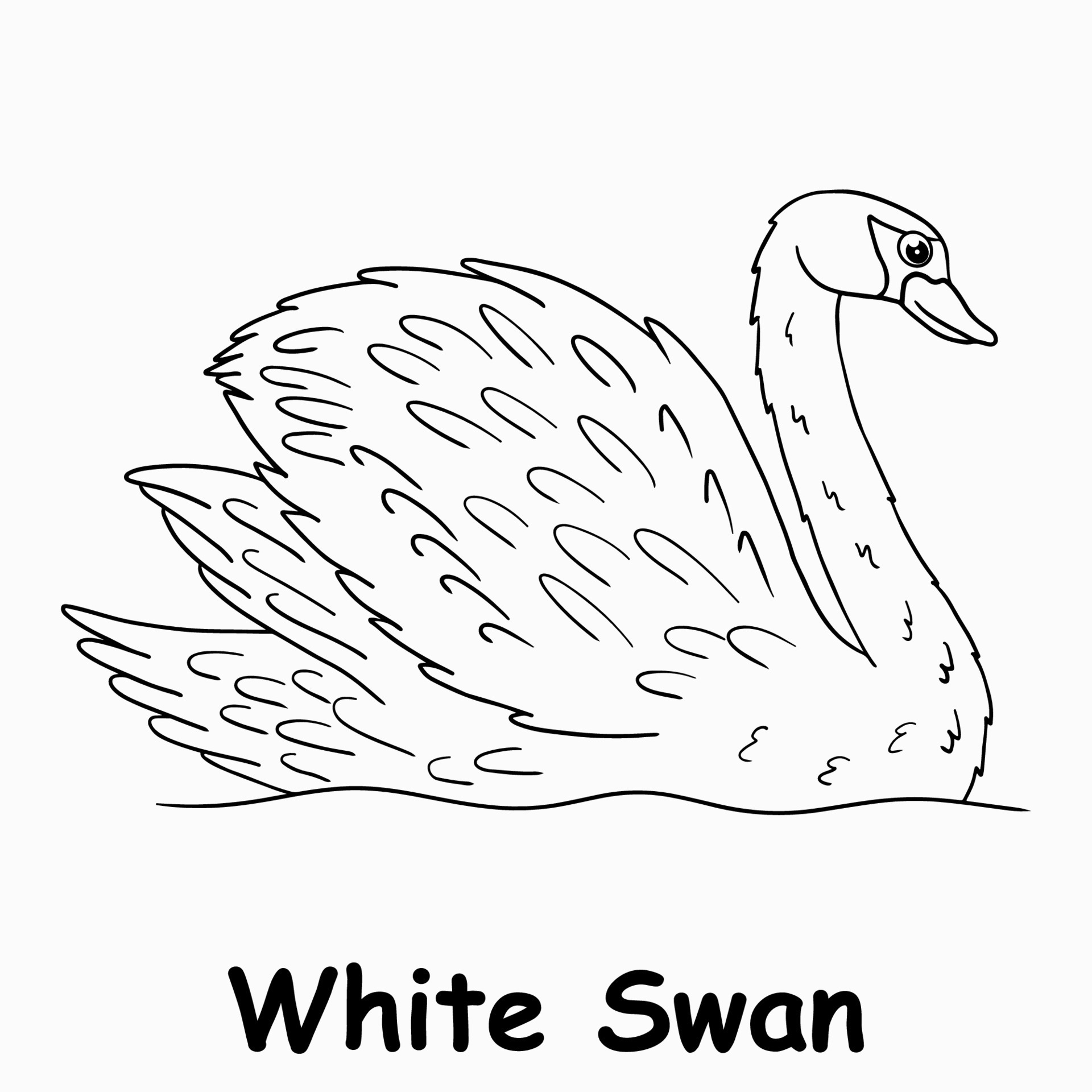 kids line illustration coloring white swan. outline vector for children.  cute cartoon characters 16754426 Vector Art at Vecteezy