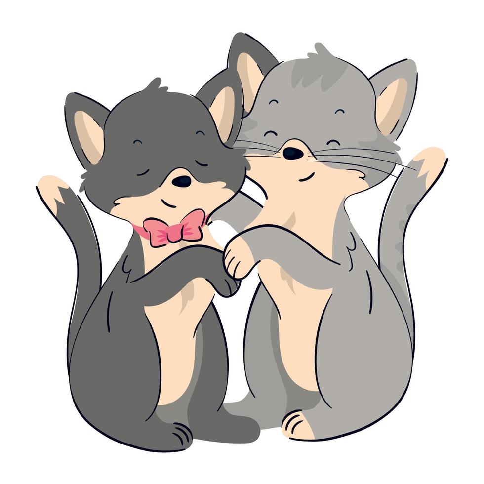 couple cats animals vector
