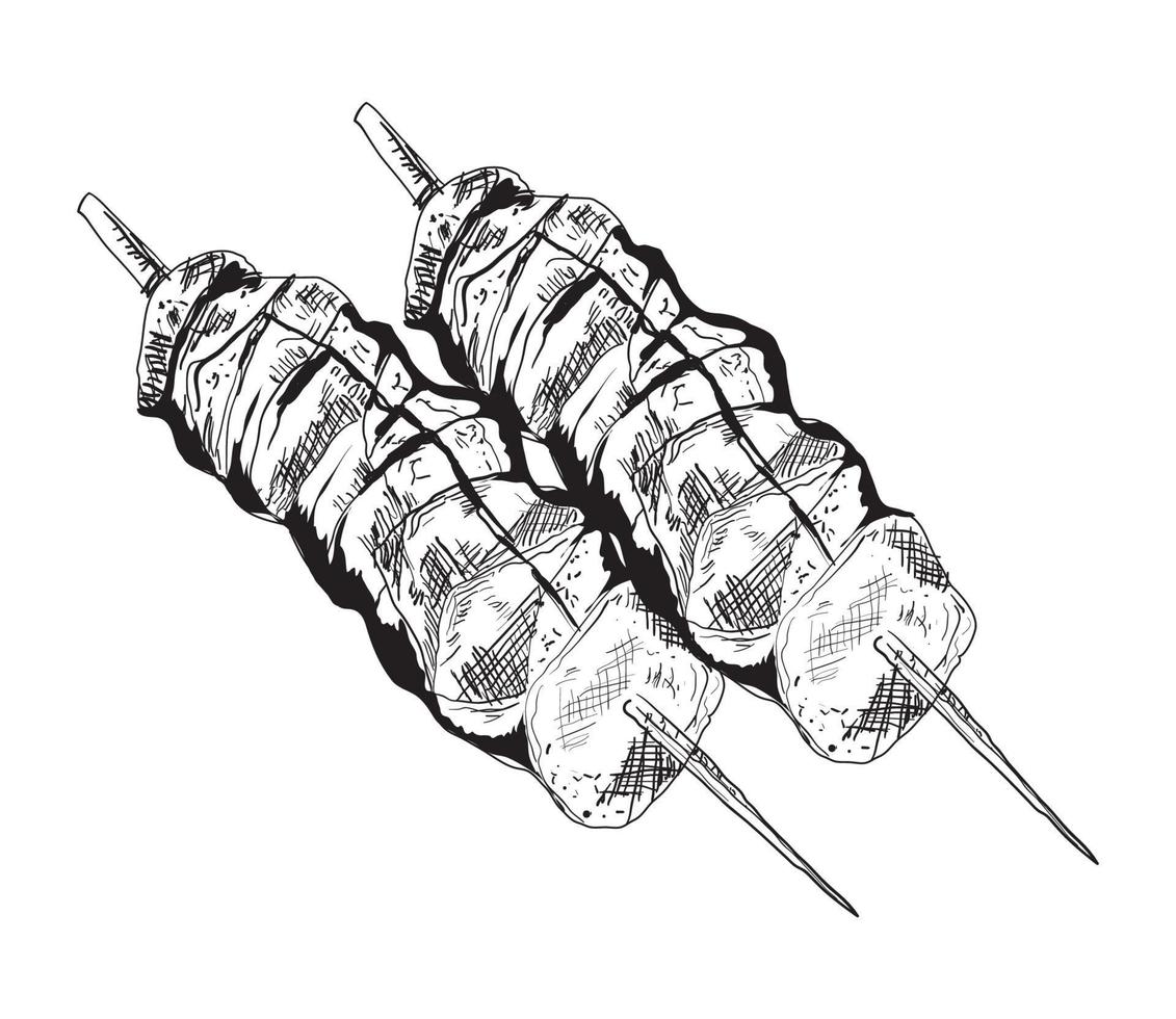 skewers bbq sketch vector