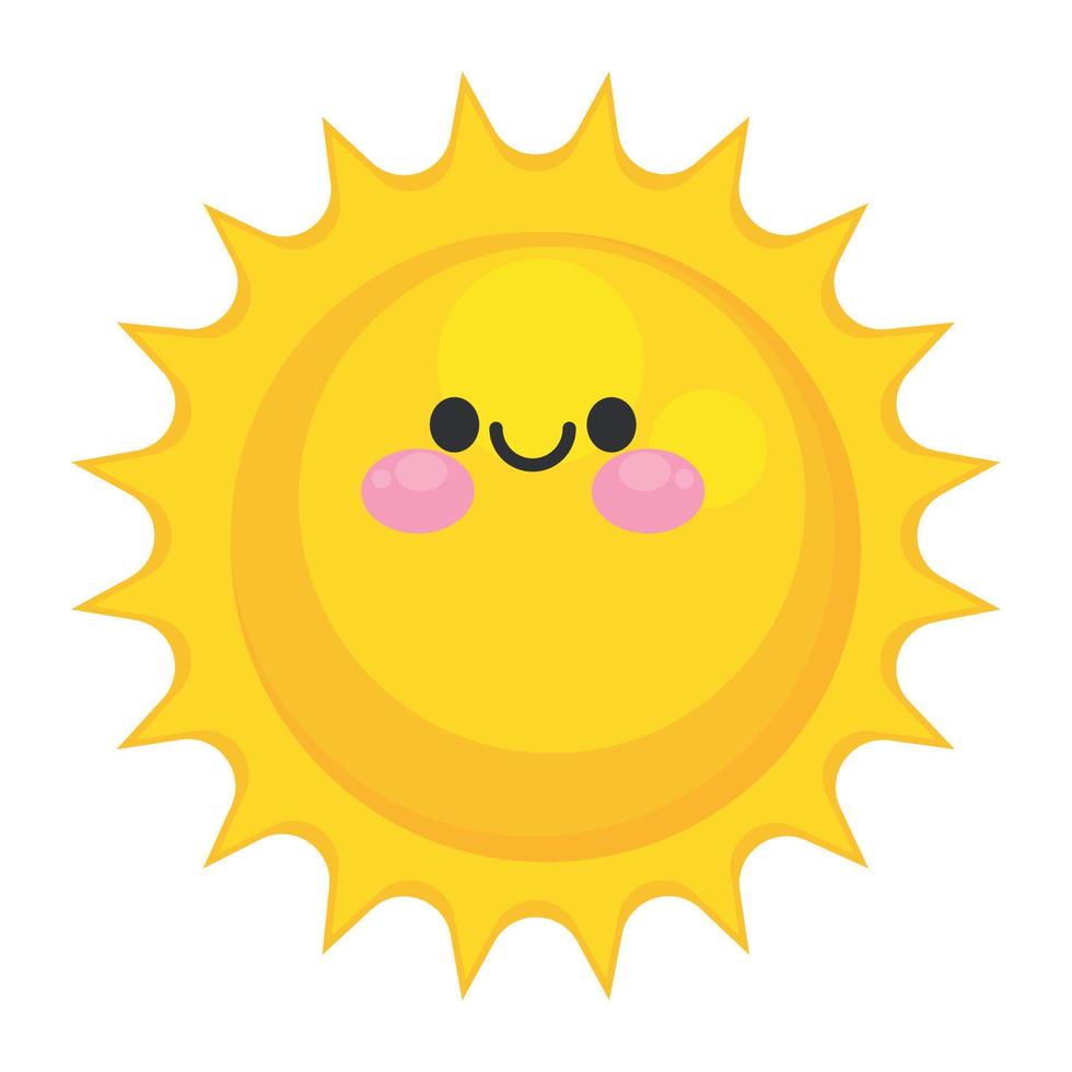 sun kawaii sky character vector