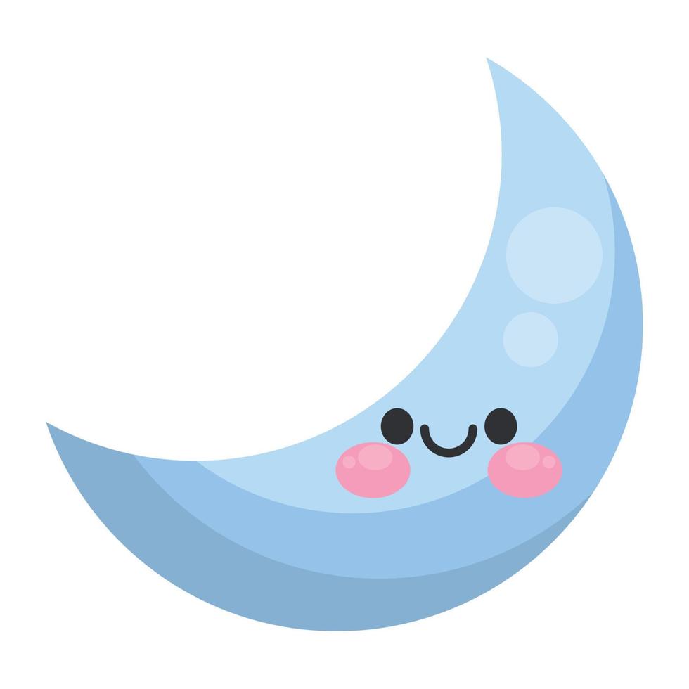 crescent moon kawaii sky vector