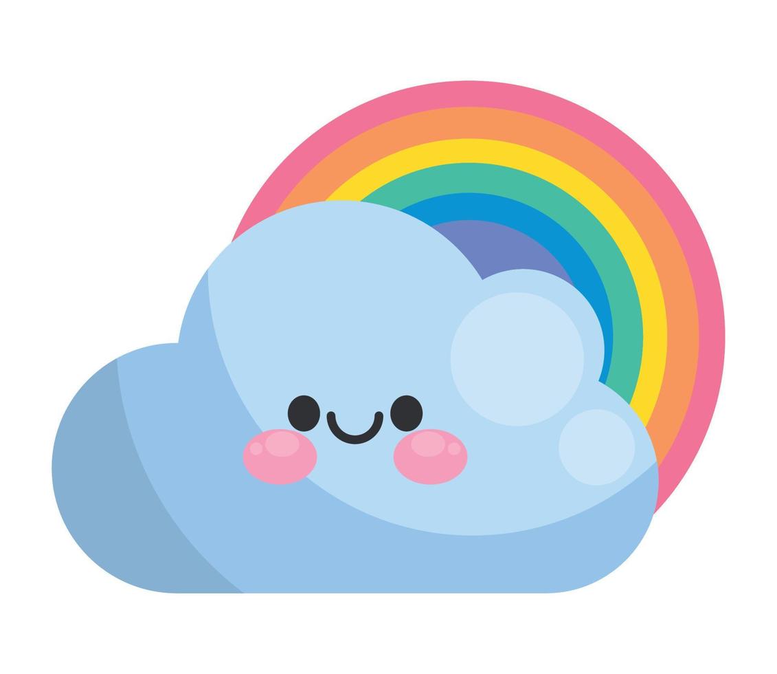 rainbow kawaii sky character vector