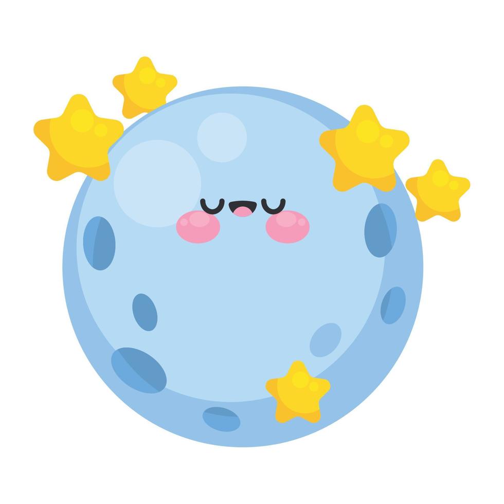 full moon kawaii sky character vector