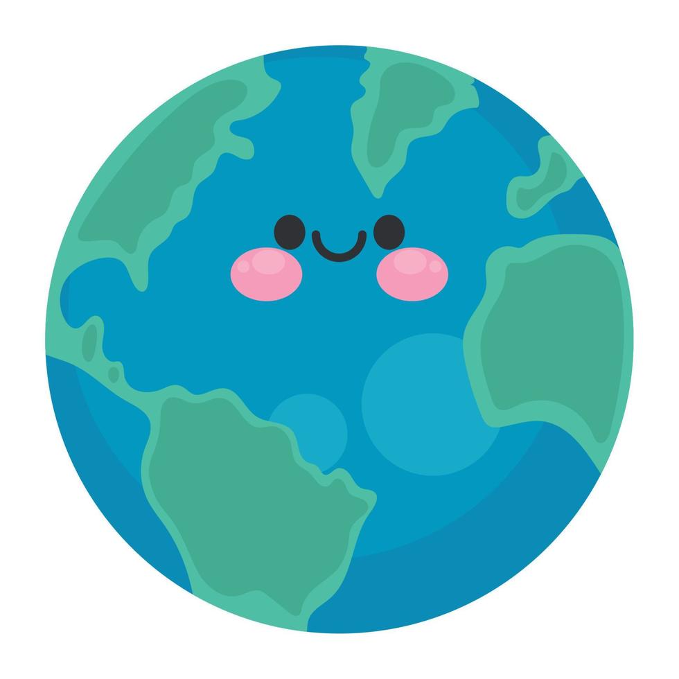 planet earth kawaii character vector