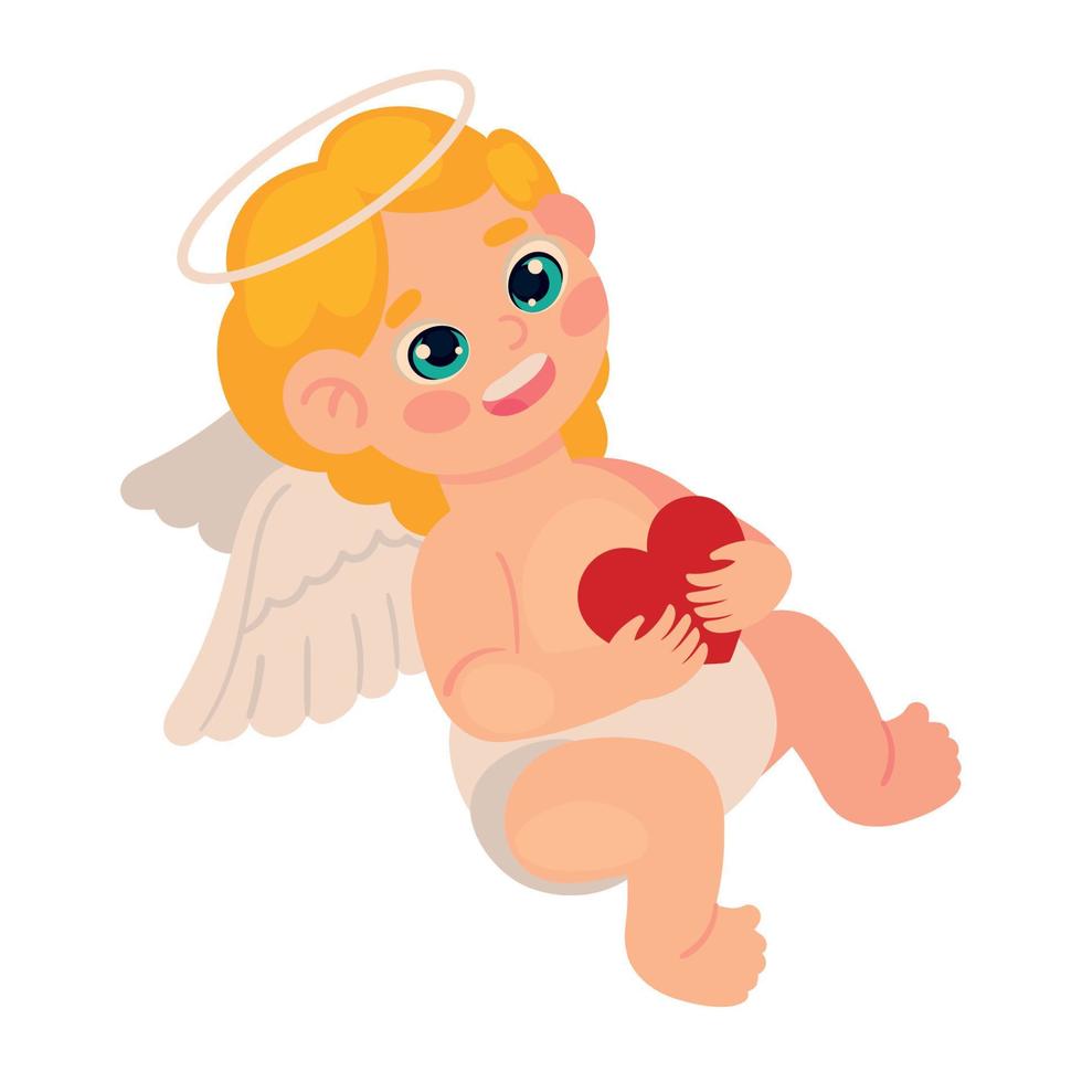 cute cupid with heart vector