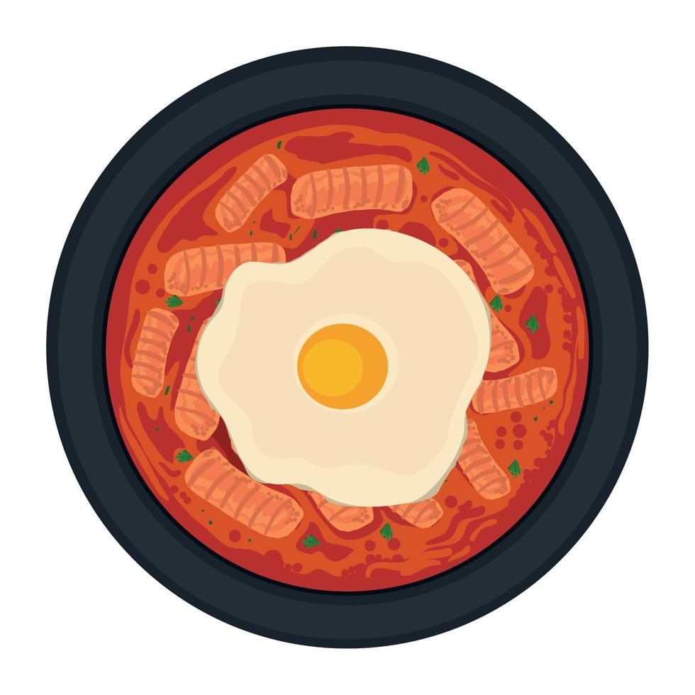 fried egg and soup vector