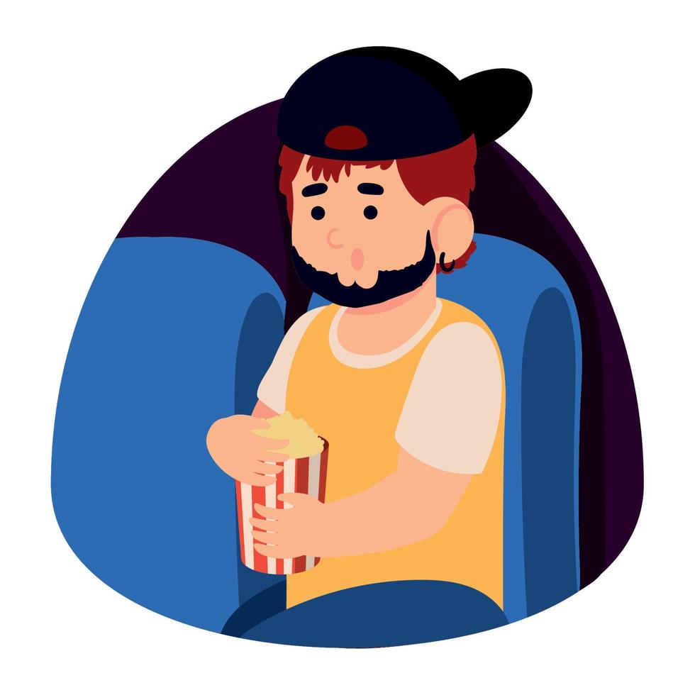 guy with popcorn in cinema vector