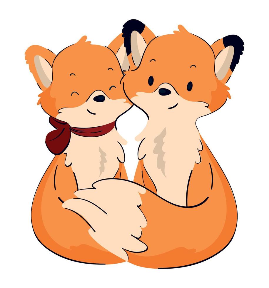 pareja zorros animales vector