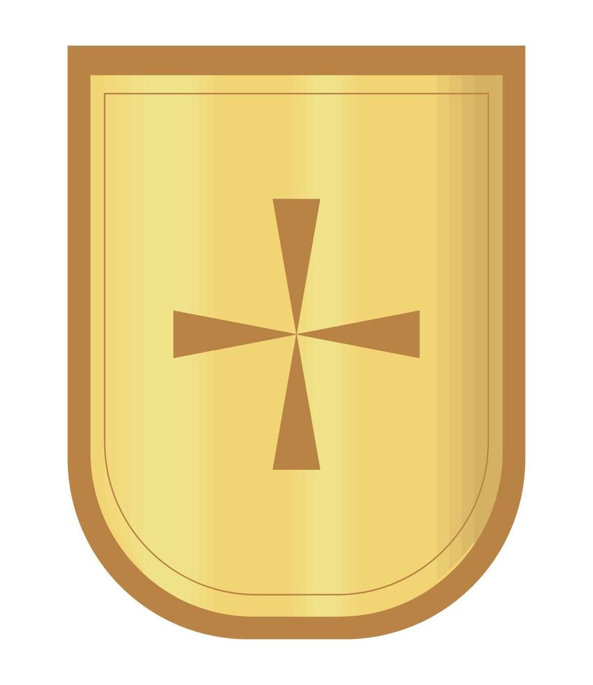 golden shield and cross vector