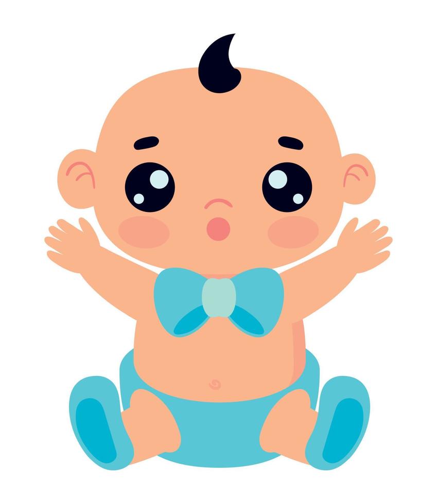 baby boy with bowtie kawaii vector