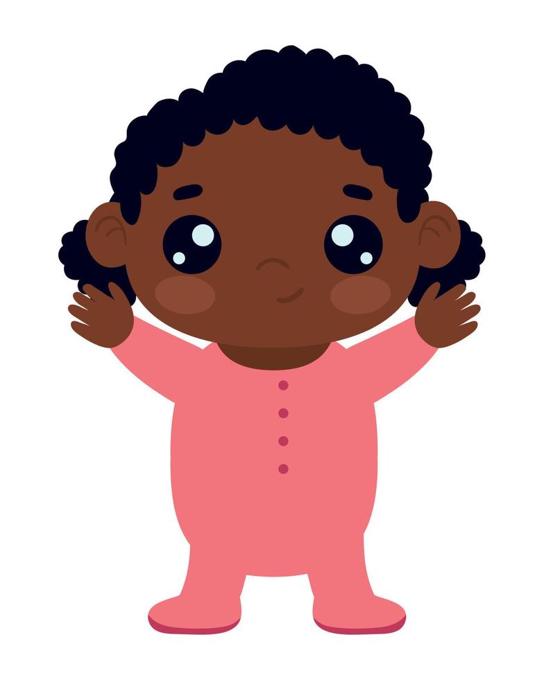 afro baby girl kawaii vector