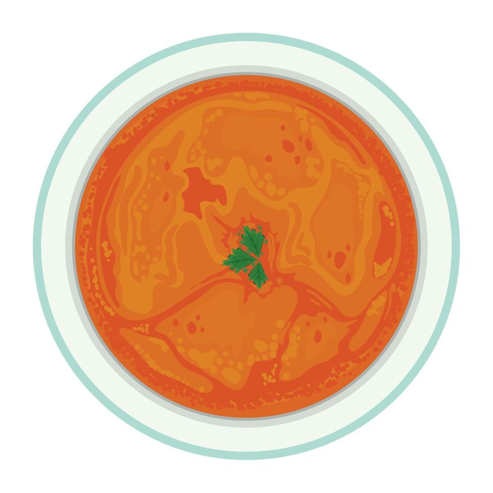 delicious soup food plating vector