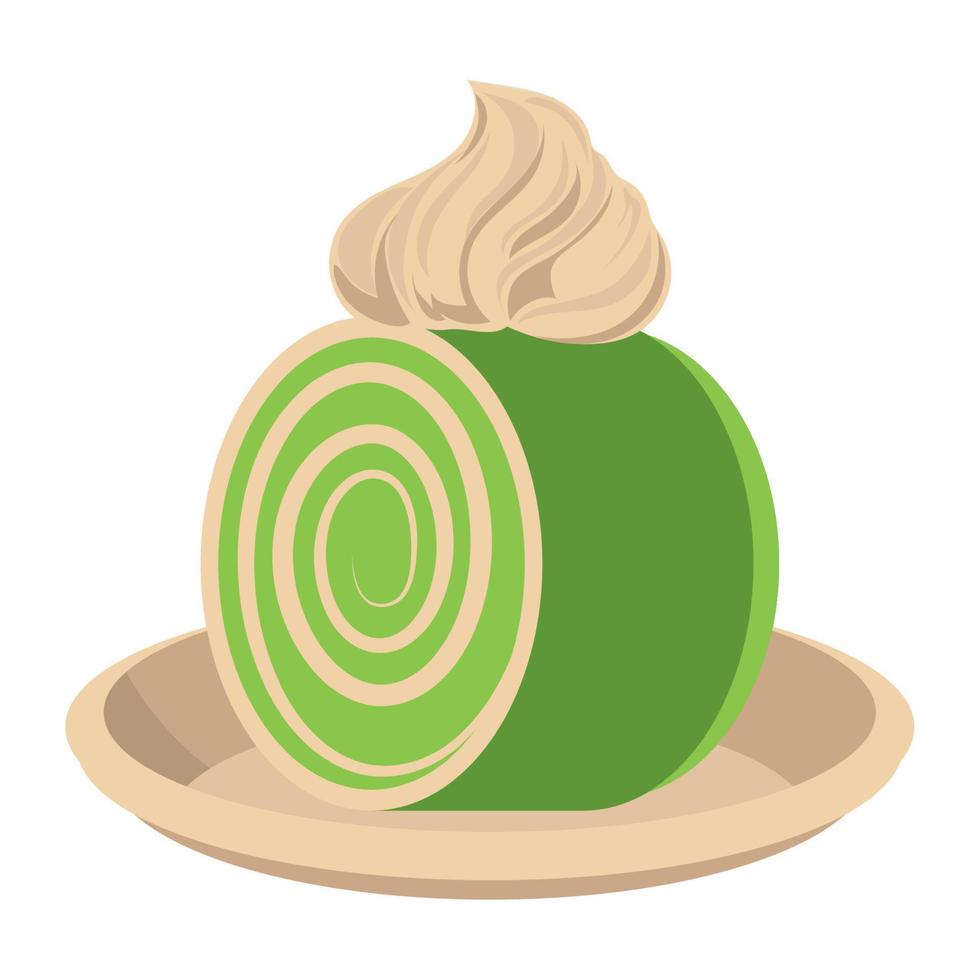 matcha roll pastry vector