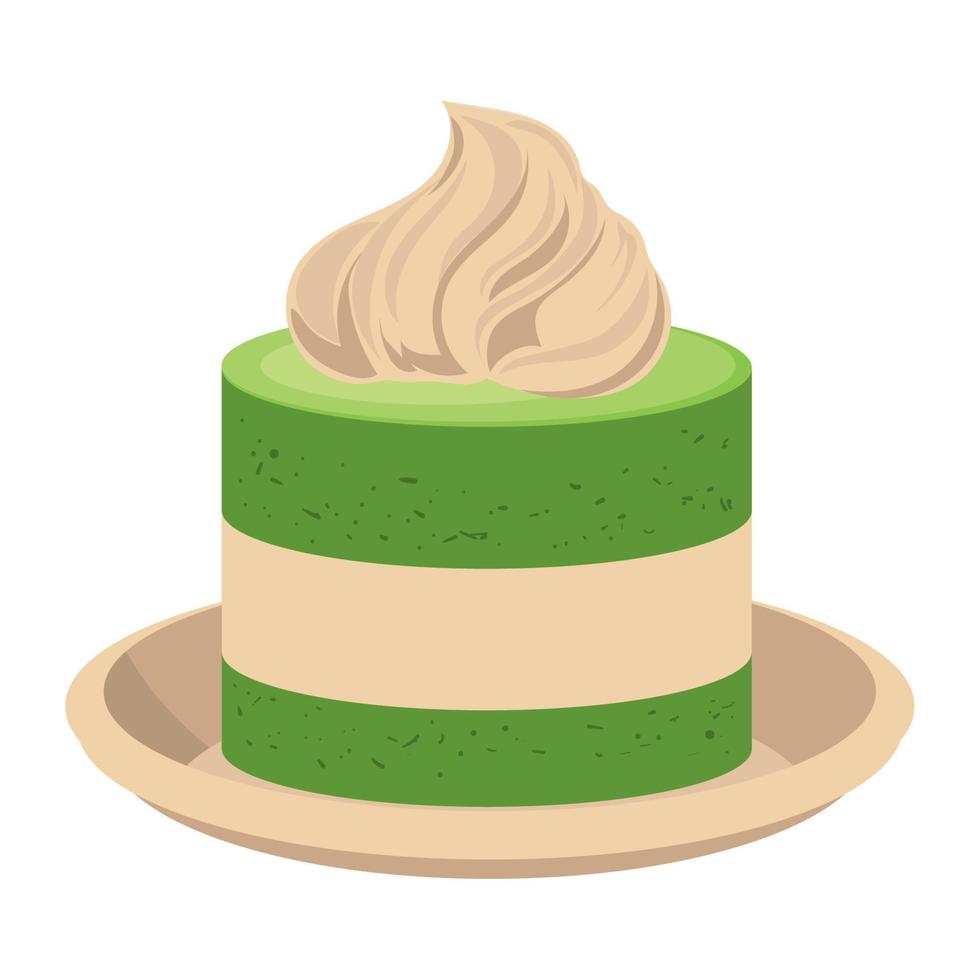 pastel de matcha con crema vector