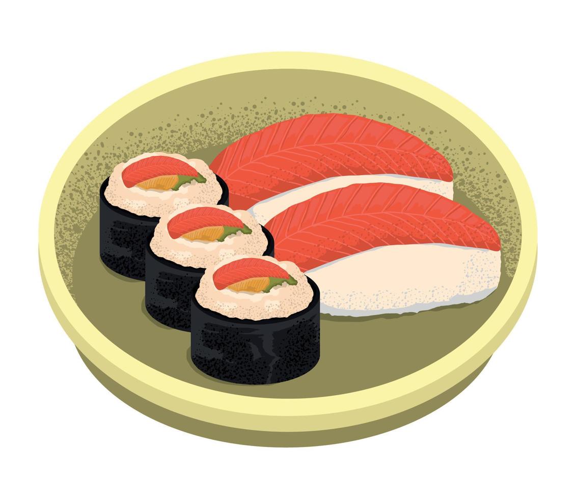 sushi comida japonesa vector