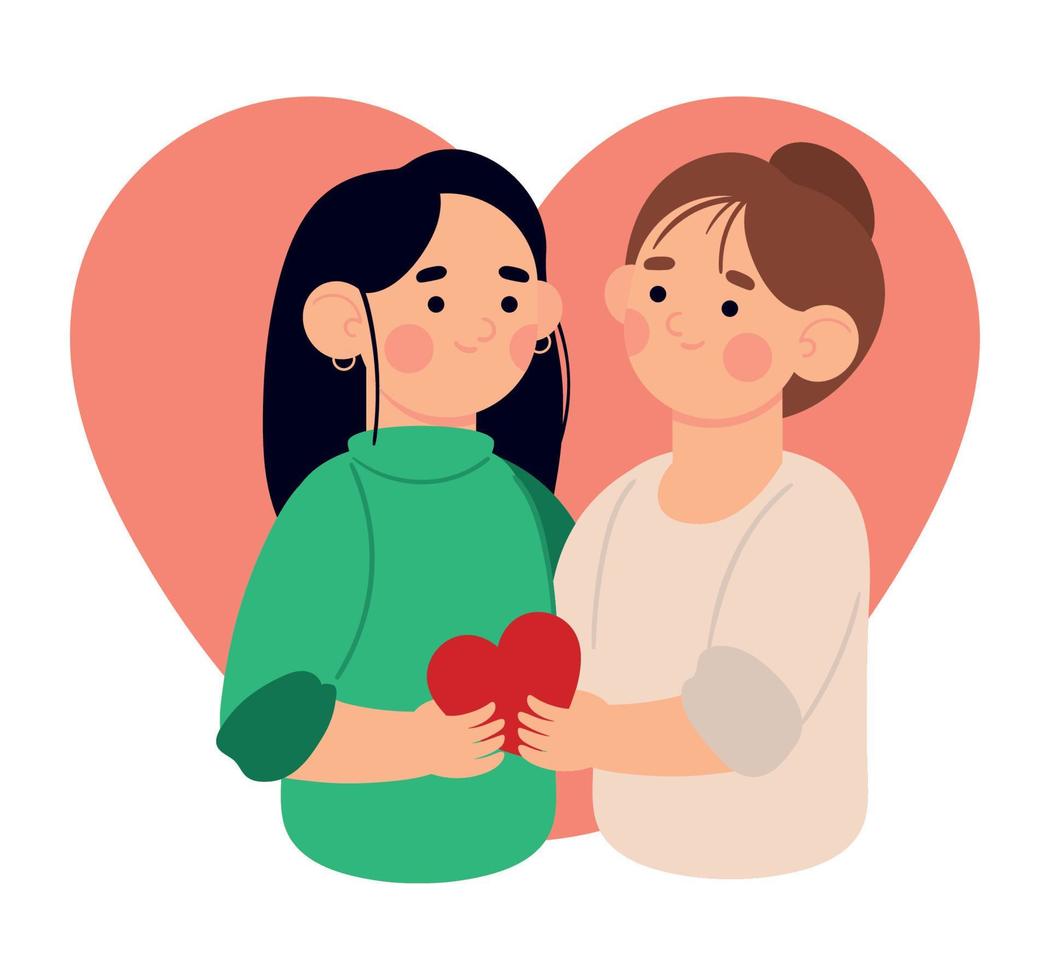 pareja de lesbianas, se mi san valentin vector