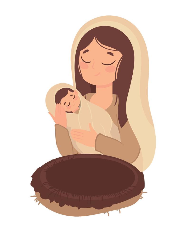 mary carrying baby jesus vector