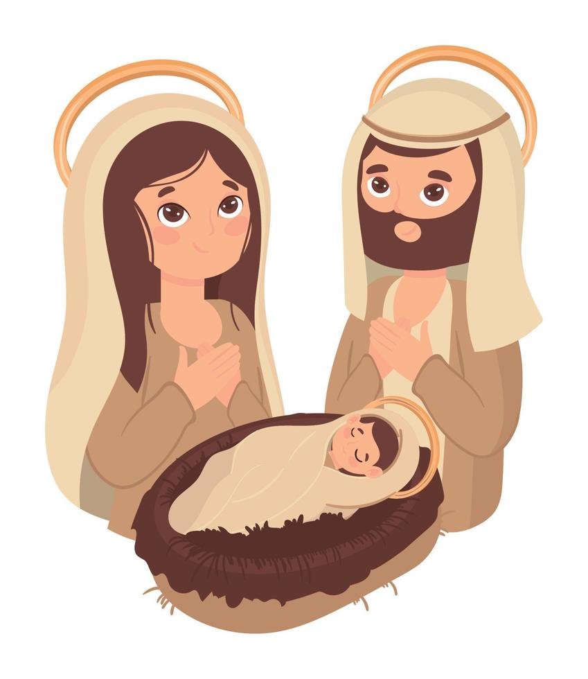 family mary joseph and baby vector