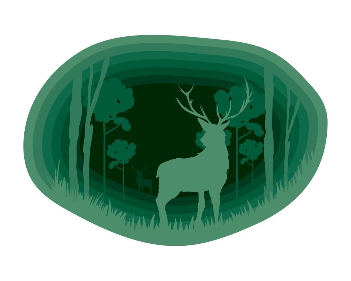 forest and deer nature vector