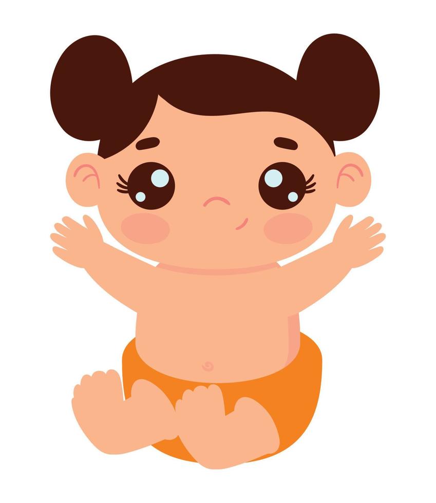 bebe niña lindo kawaii vector