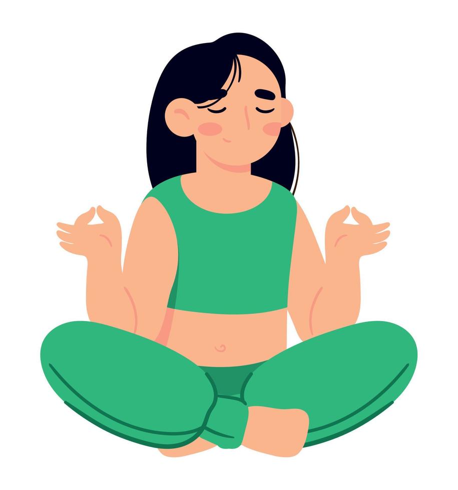 woman is sitting in asana vector