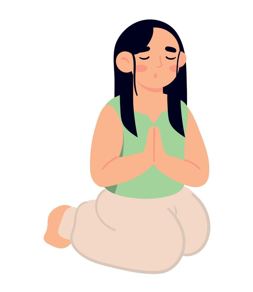 mujer haciendo yoga vector