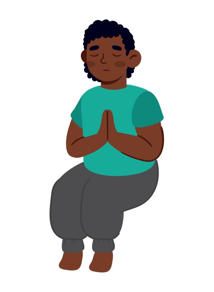 afro man doing yoga vector