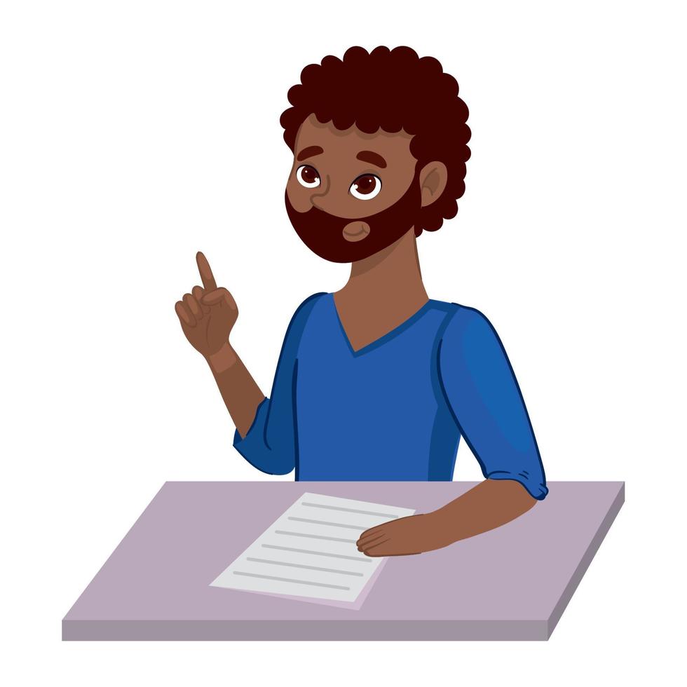 afro man learning with papers vector