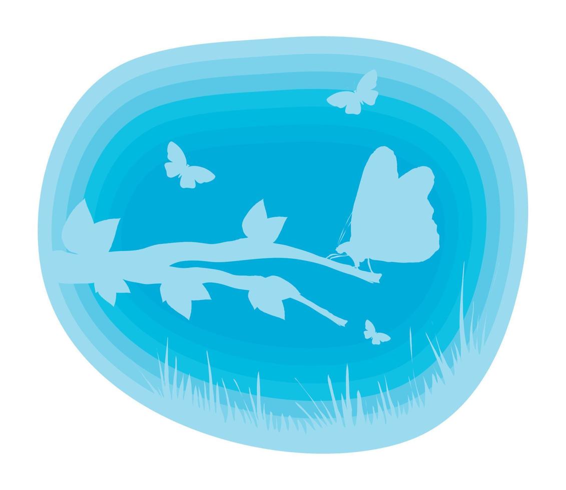 butterflies in branch paper art vector