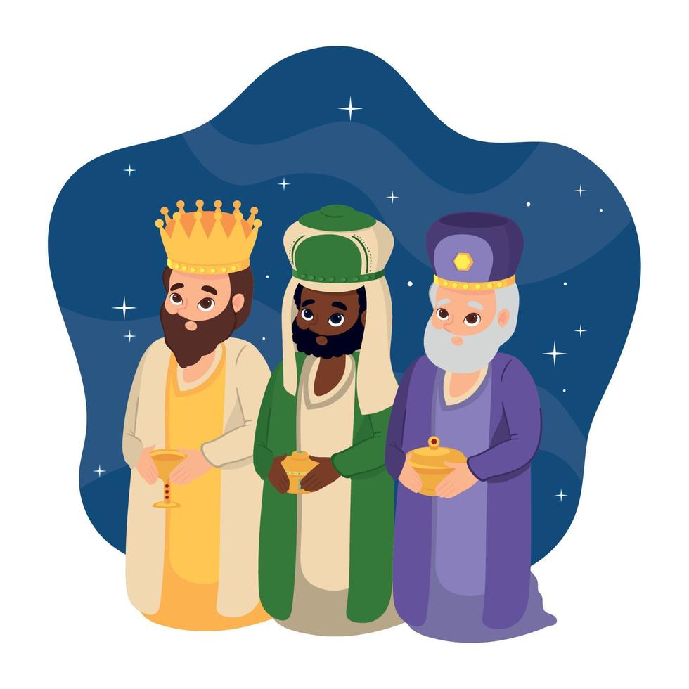 tres reyes y regalos vector