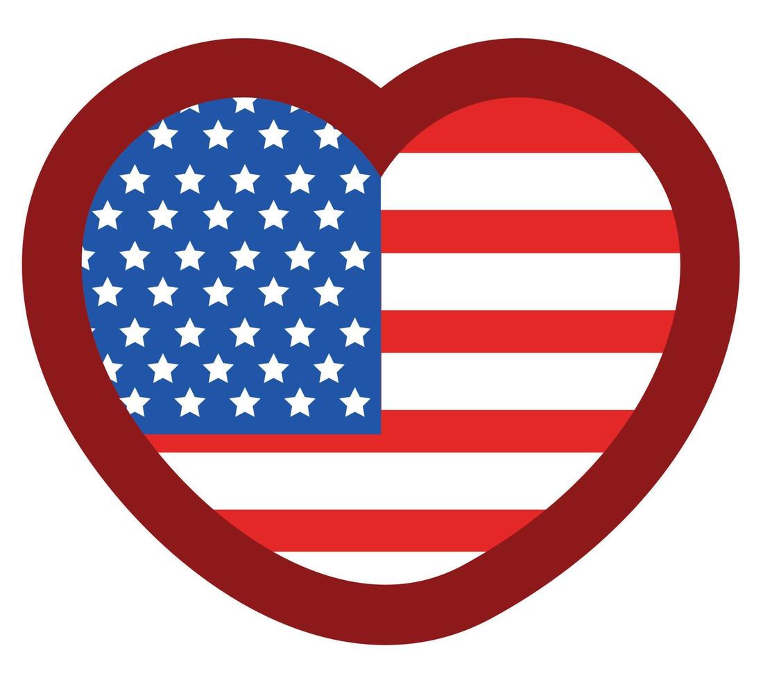 american flag in heart vector