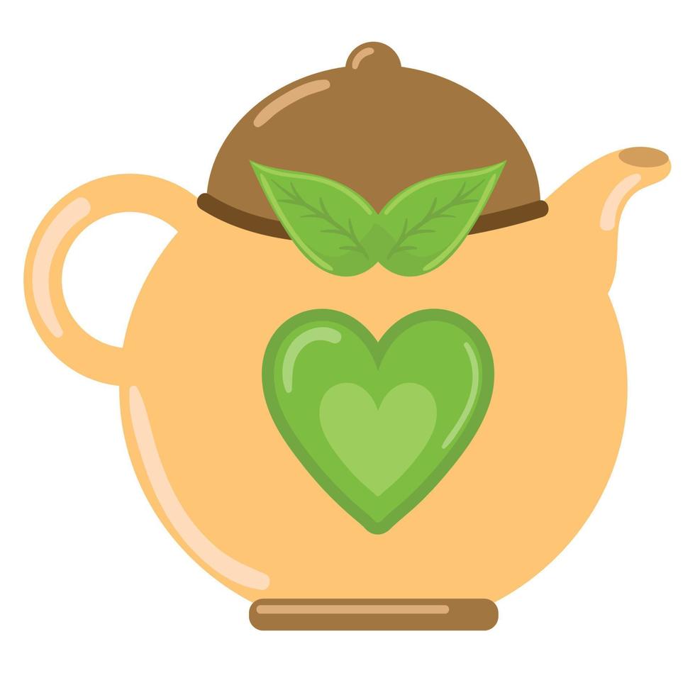 kettle green tea icon vector