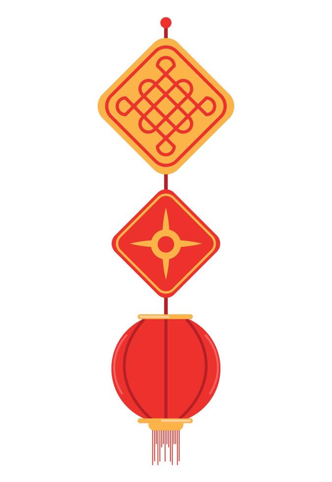 chinese lamp and ornament vector