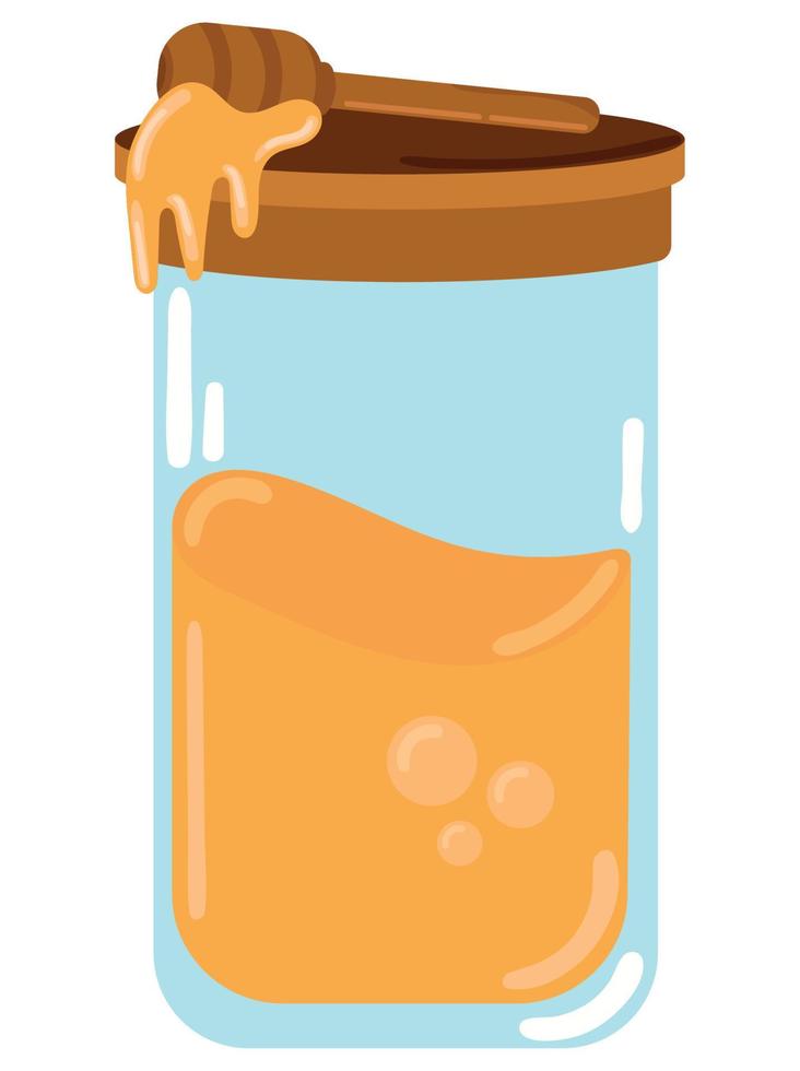 honey jar and spoon vector