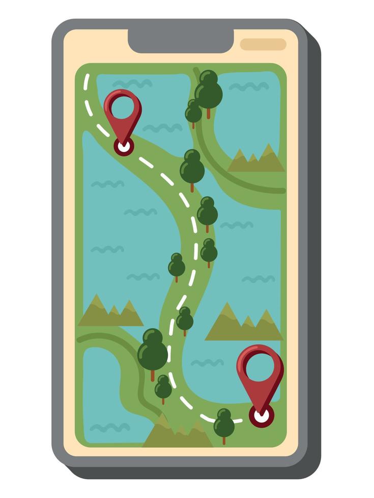 phone navigation map vector