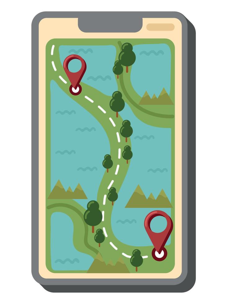 phone navigation map vector