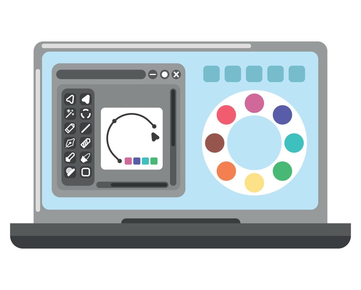 design program in laptop vector