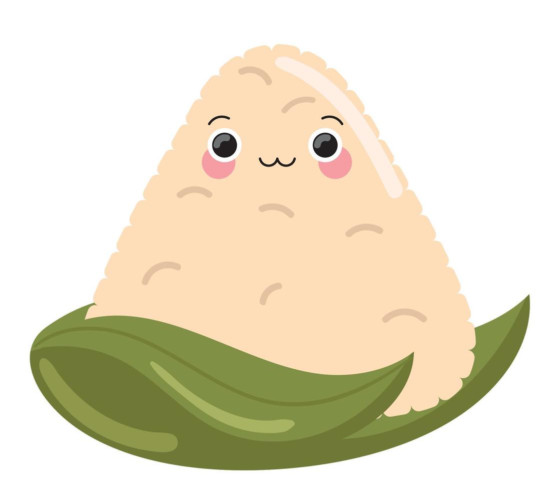 cute zongzi on leaf vector