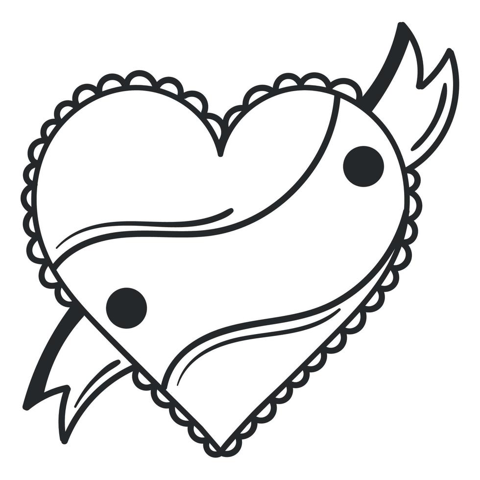 heart with ribbon tattoo vector